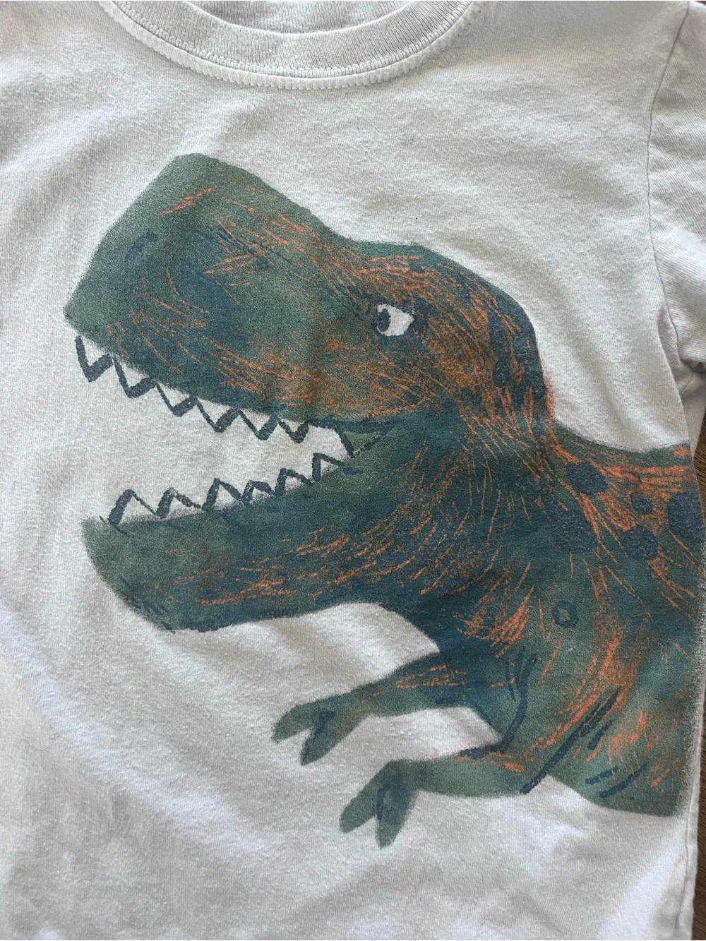 Carter's White Tee with Green & Brown Dinosaur Print